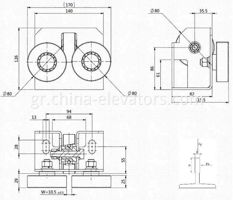 Cabin Guide Shoe for Home Elevators 10mm 16mm 